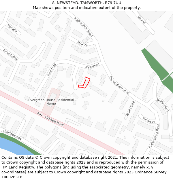 8, NEWSTEAD, TAMWORTH, B79 7UU: Location map and indicative extent of plot