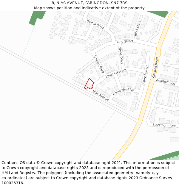 8, NIAS AVENUE, FARINGDON, SN7 7RS: Location map and indicative extent of plot