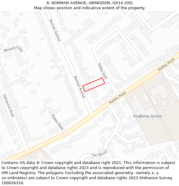 8, NORMAN AVENUE, ABINGDON, OX14 2HQ: Location map and indicative extent of plot