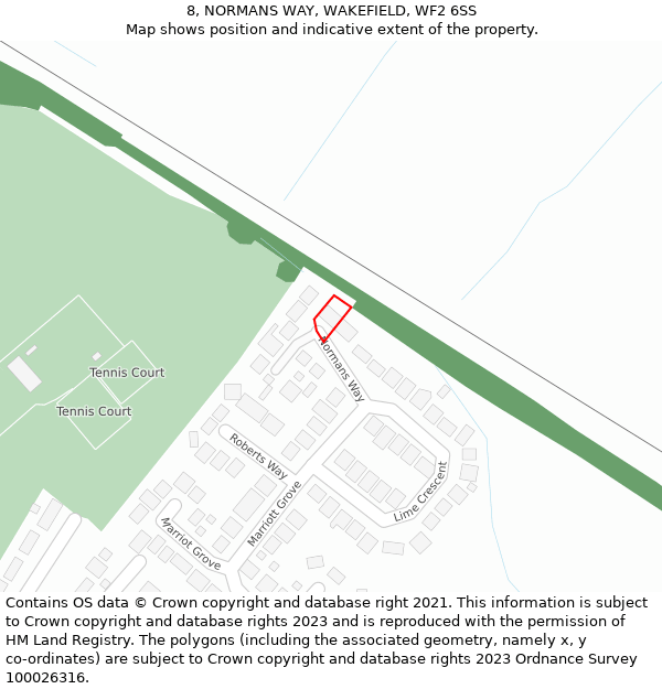 8, NORMANS WAY, WAKEFIELD, WF2 6SS: Location map and indicative extent of plot