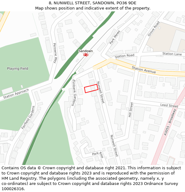 8, NUNWELL STREET, SANDOWN, PO36 9DE: Location map and indicative extent of plot