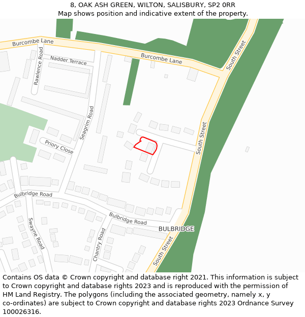 8, OAK ASH GREEN, WILTON, SALISBURY, SP2 0RR: Location map and indicative extent of plot