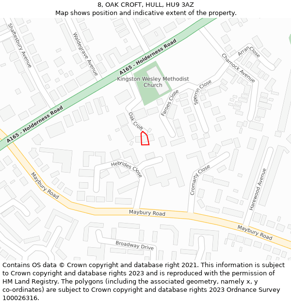 8, OAK CROFT, HULL, HU9 3AZ: Location map and indicative extent of plot