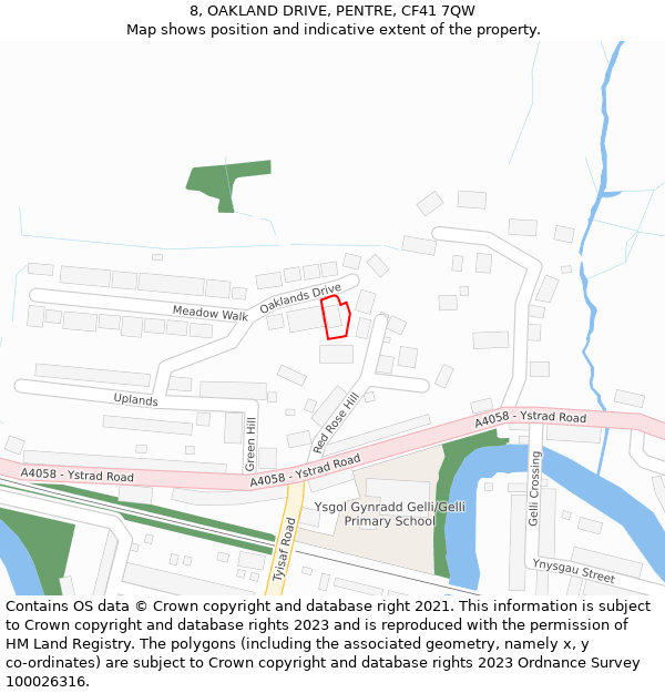 8, OAKLAND DRIVE, PENTRE, CF41 7QW: Location map and indicative extent of plot