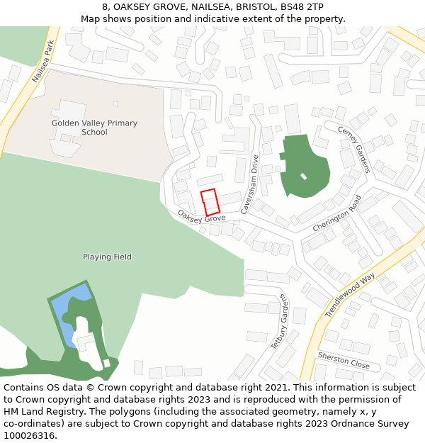 8, OAKSEY GROVE, NAILSEA, BRISTOL, BS48 2TP: Location map and indicative extent of plot