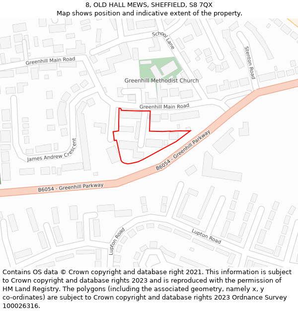 8, OLD HALL MEWS, SHEFFIELD, S8 7QX: Location map and indicative extent of plot