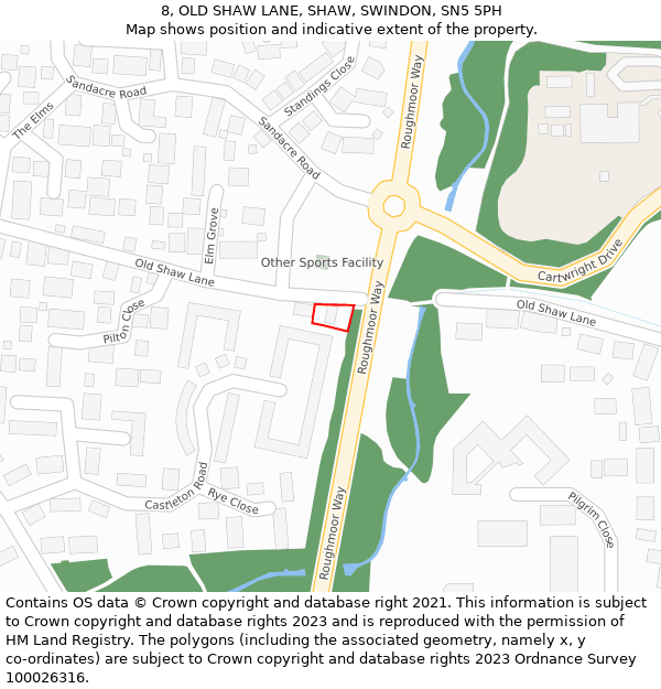 8, OLD SHAW LANE, SHAW, SWINDON, SN5 5PH: Location map and indicative extent of plot