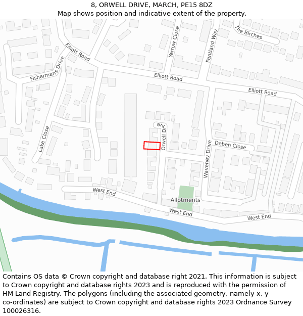 8, ORWELL DRIVE, MARCH, PE15 8DZ: Location map and indicative extent of plot