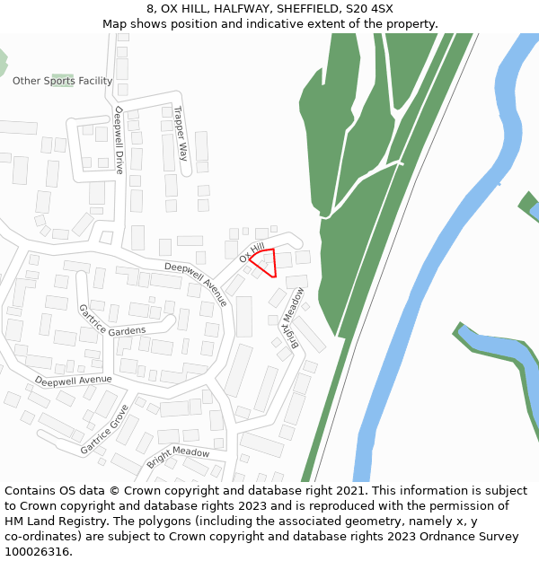 8, OX HILL, HALFWAY, SHEFFIELD, S20 4SX: Location map and indicative extent of plot