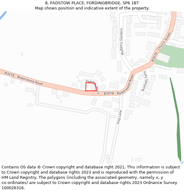 8, PADSTOW PLACE, FORDINGBRIDGE, SP6 1BT: Location map and indicative extent of plot