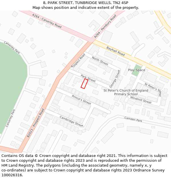 8, PARK STREET, TUNBRIDGE WELLS, TN2 4SP: Location map and indicative extent of plot