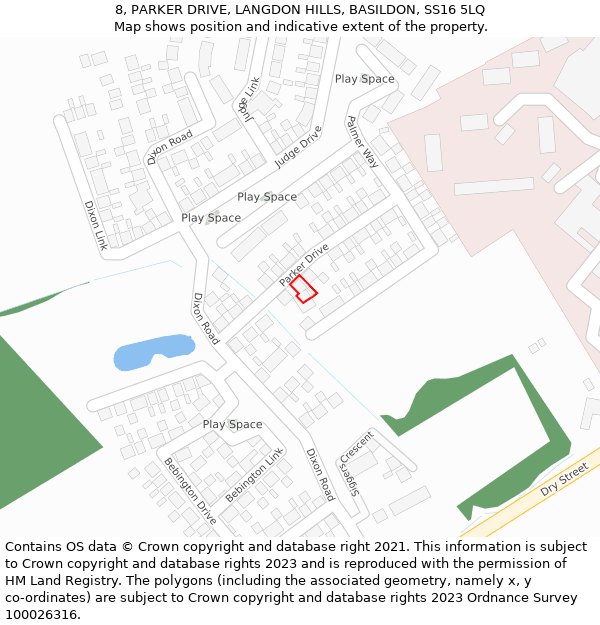 8, PARKER DRIVE, LANGDON HILLS, BASILDON, SS16 5LQ: Location map and indicative extent of plot