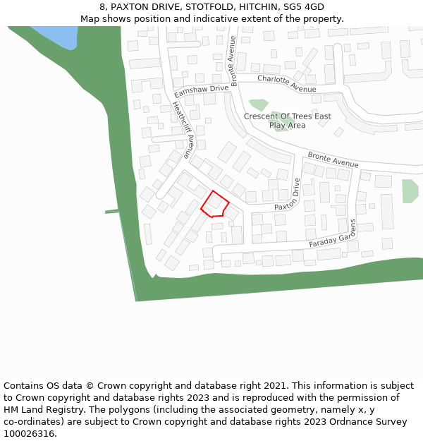 8, PAXTON DRIVE, STOTFOLD, HITCHIN, SG5 4GD: Location map and indicative extent of plot