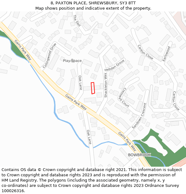 8, PAXTON PLACE, SHREWSBURY, SY3 8TT: Location map and indicative extent of plot