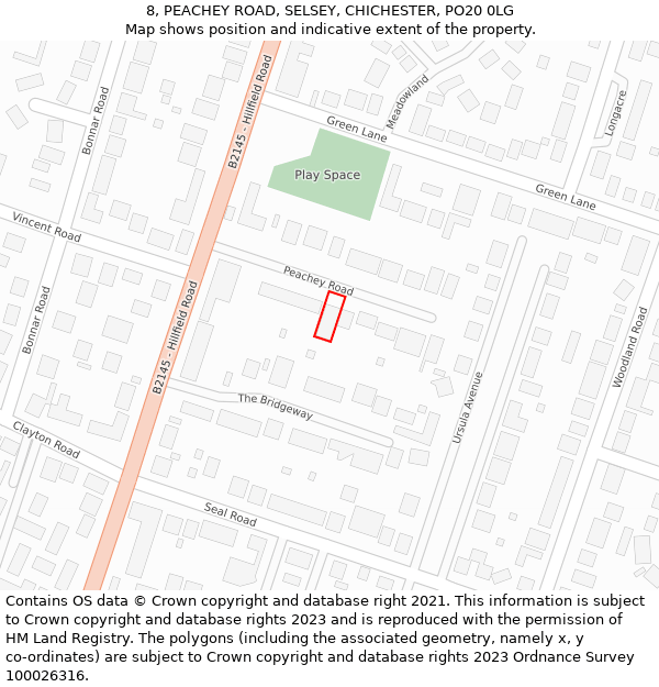 8, PEACHEY ROAD, SELSEY, CHICHESTER, PO20 0LG: Location map and indicative extent of plot