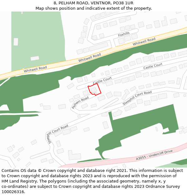 8, PELHAM ROAD, VENTNOR, PO38 1UR: Location map and indicative extent of plot