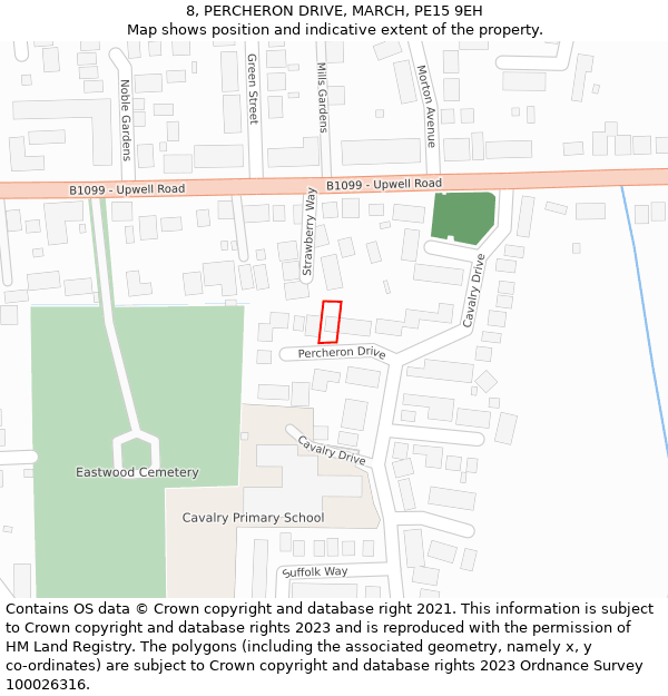 8, PERCHERON DRIVE, MARCH, PE15 9EH: Location map and indicative extent of plot