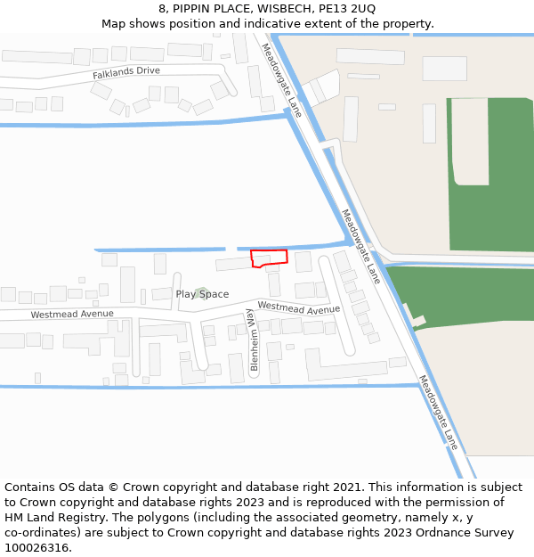 8, PIPPIN PLACE, WISBECH, PE13 2UQ: Location map and indicative extent of plot