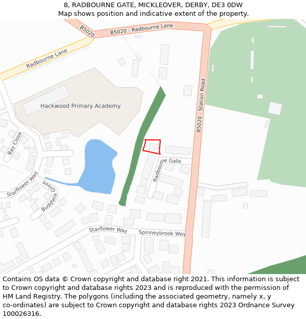8, RADBOURNE GATE, MICKLEOVER, DERBY, DE3 0DW: Location map and indicative extent of plot