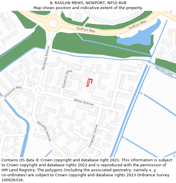8, RAGLAN MEWS, NEWPORT, NP10 8UB: Location map and indicative extent of plot