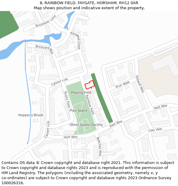 8, RAINBOW FIELD, FAYGATE, HORSHAM, RH12 0AR: Location map and indicative extent of plot