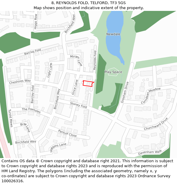 8, REYNOLDS FOLD, TELFORD, TF3 5GS: Location map and indicative extent of plot