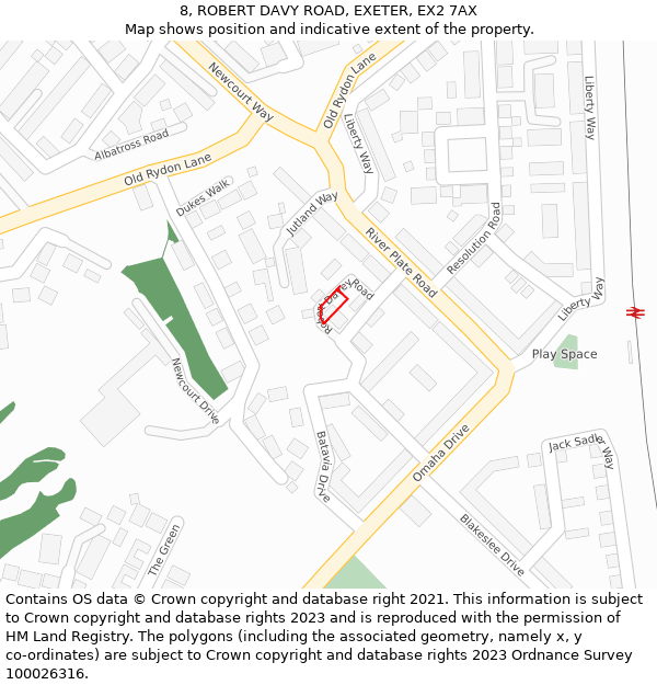 8, ROBERT DAVY ROAD, EXETER, EX2 7AX: Location map and indicative extent of plot