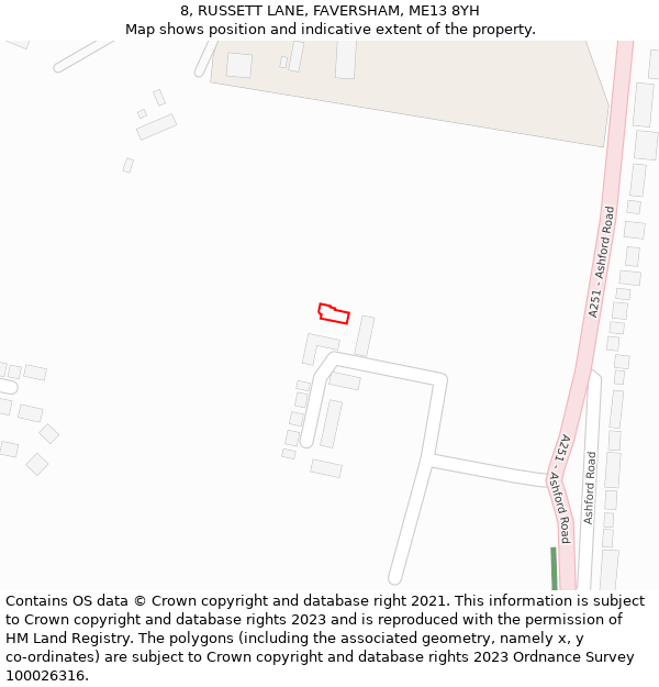 8, RUSSETT LANE, FAVERSHAM, ME13 8YH: Location map and indicative extent of plot