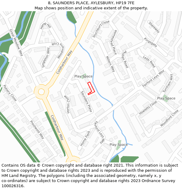 8, SAUNDERS PLACE, AYLESBURY, HP19 7FE: Location map and indicative extent of plot