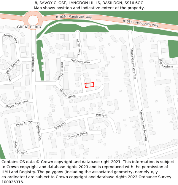 8, SAVOY CLOSE, LANGDON HILLS, BASILDON, SS16 6GG: Location map and indicative extent of plot