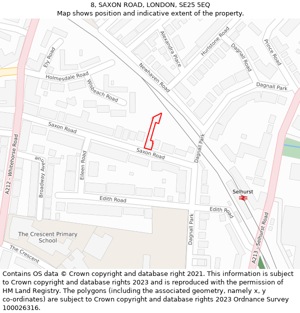 8, SAXON ROAD, LONDON, SE25 5EQ: Location map and indicative extent of plot
