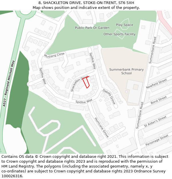 8, SHACKLETON DRIVE, STOKE-ON-TRENT, ST6 5XH: Location map and indicative extent of plot
