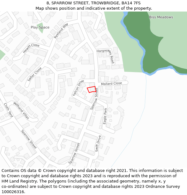 8, SPARROW STREET, TROWBRIDGE, BA14 7FS: Location map and indicative extent of plot