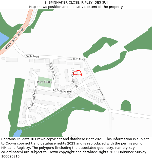 8, SPINNAKER CLOSE, RIPLEY, DE5 3UJ: Location map and indicative extent of plot