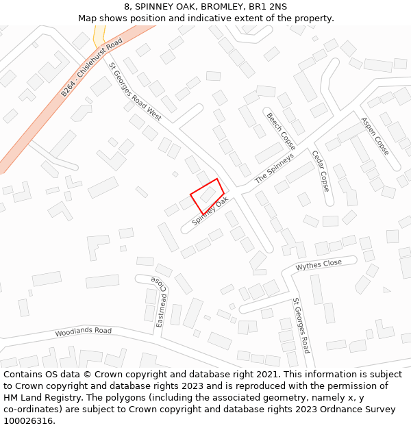 8, SPINNEY OAK, BROMLEY, BR1 2NS: Location map and indicative extent of plot