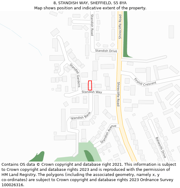 8, STANDISH WAY, SHEFFIELD, S5 8YA: Location map and indicative extent of plot