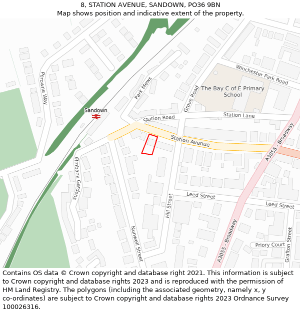 8, STATION AVENUE, SANDOWN, PO36 9BN: Location map and indicative extent of plot