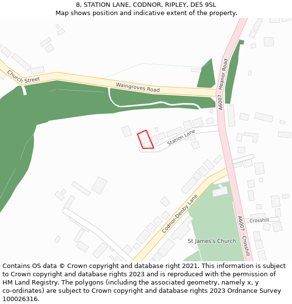 8, STATION LANE, CODNOR, RIPLEY, DE5 9SL: Location map and indicative extent of plot