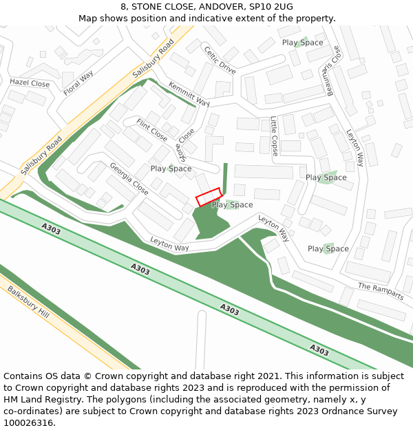 8, STONE CLOSE, ANDOVER, SP10 2UG: Location map and indicative extent of plot