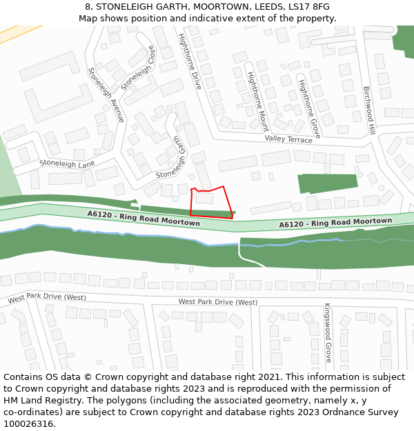 8, STONELEIGH GARTH, MOORTOWN, LEEDS, LS17 8FG: Location map and indicative extent of plot