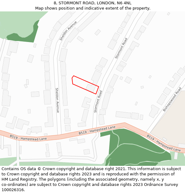 8, STORMONT ROAD, LONDON, N6 4NL: Location map and indicative extent of plot