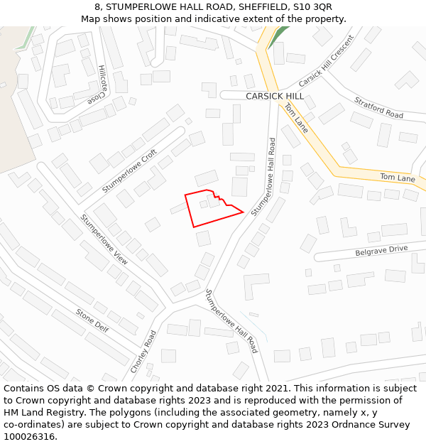 8, STUMPERLOWE HALL ROAD, SHEFFIELD, S10 3QR: Location map and indicative extent of plot
