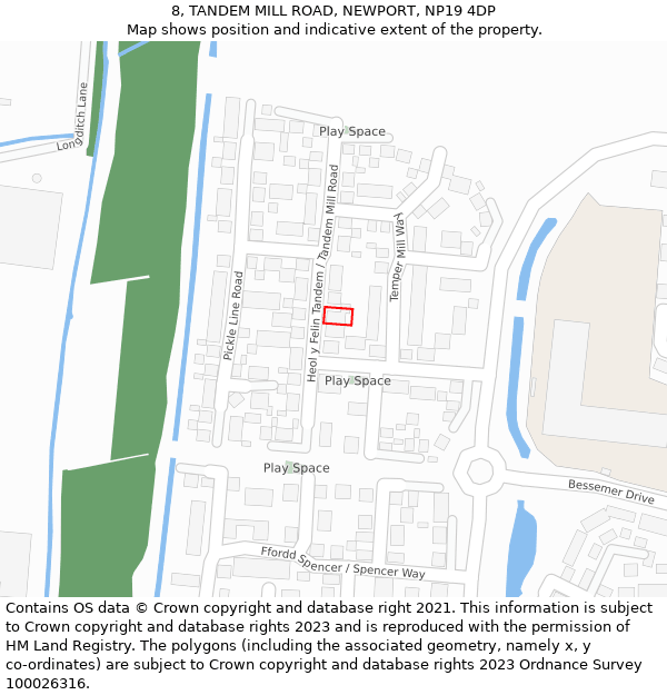 8, TANDEM MILL ROAD, NEWPORT, NP19 4DP: Location map and indicative extent of plot