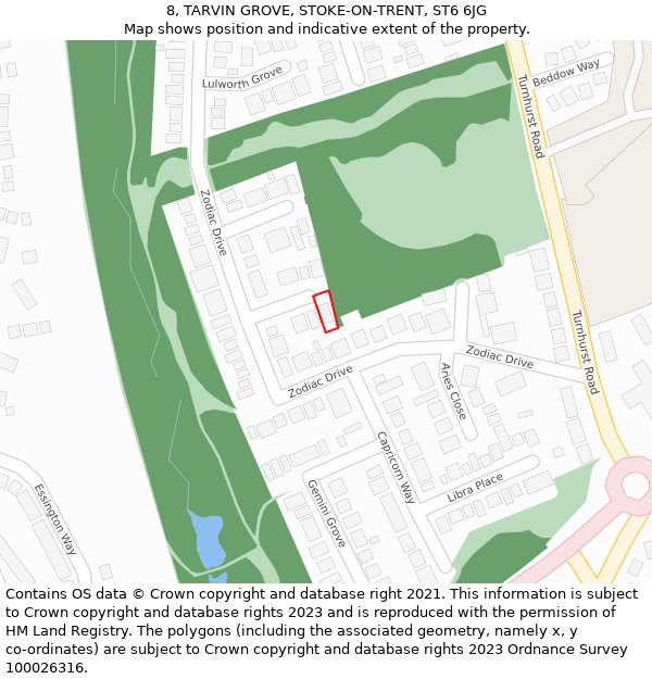 8, TARVIN GROVE, STOKE-ON-TRENT, ST6 6JG: Location map and indicative extent of plot