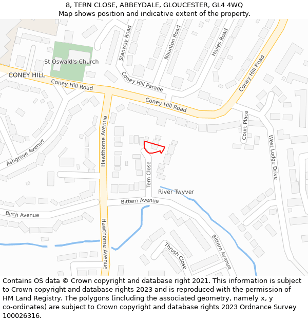 8, TERN CLOSE, ABBEYDALE, GLOUCESTER, GL4 4WQ: Location map and indicative extent of plot