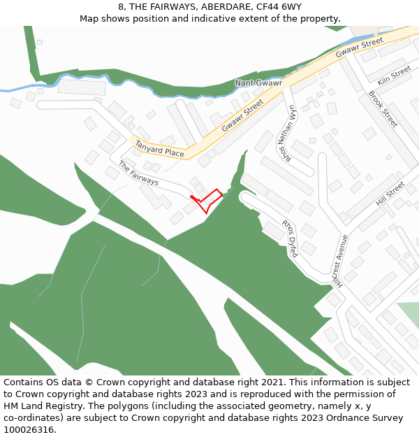 8, THE FAIRWAYS, ABERDARE, CF44 6WY: Location map and indicative extent of plot