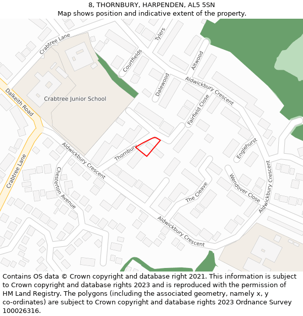 8, THORNBURY, HARPENDEN, AL5 5SN: Location map and indicative extent of plot