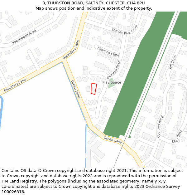 8, THURSTON ROAD, SALTNEY, CHESTER, CH4 8PH: Location map and indicative extent of plot