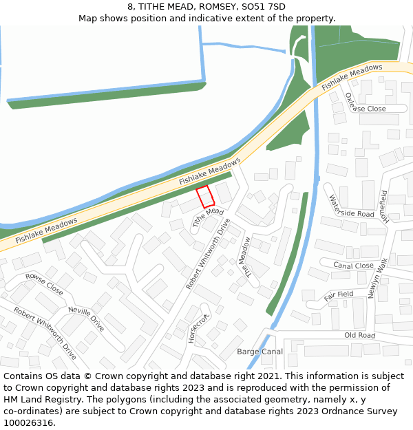 8, TITHE MEAD, ROMSEY, SO51 7SD: Location map and indicative extent of plot