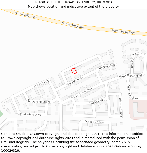 8, TORTOISESHELL ROAD, AYLESBURY, HP19 9DA: Location map and indicative extent of plot
